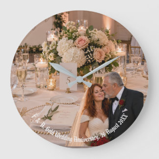 Reloj Redondo Grande Regalo de Foto de Pareja Aniversario de Boda de Or