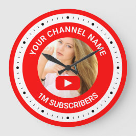 Reloj Redondo Grande Regalo de Foto Personalizada para Canal de Youtube