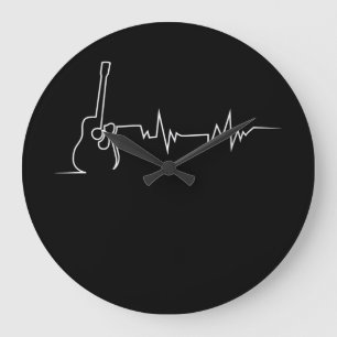Reloj Redondo Grande Regalo De Guay Acústico De Guitarra Heartbeat Para