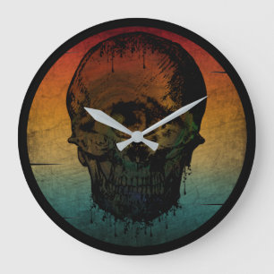 RELOJ REDONDO GRANDE REGALO DE HORROR DE HALLOWEB DE LA VINTAGE DE SKUL