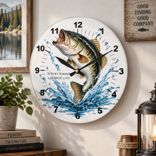 Reloj Redondo Grande Regalo de jubilación para pescador con recuerdo