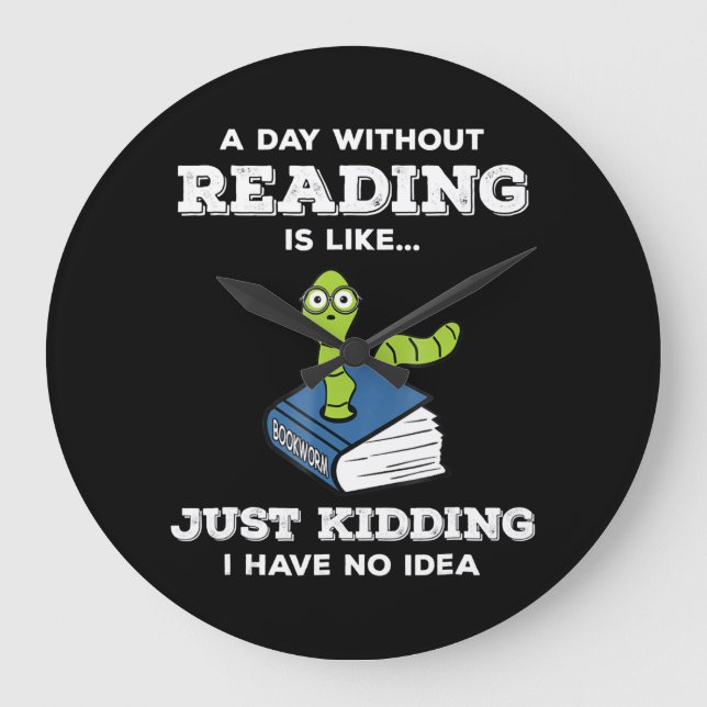 Reloj Redondo Grande regalo de literatura de lectura de libros divertid (Anverso)