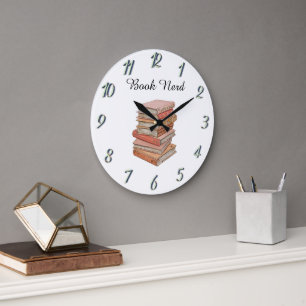 Reloj Redondo Grande Regalo de nerd de libro elegante estético minimali