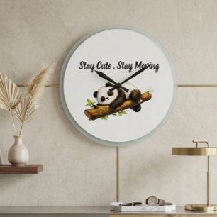 Reloj Redondo Grande Regalo de Panda con Estética Elegante – Simple Min