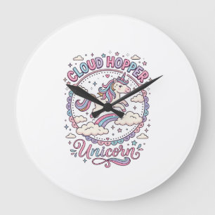 Reloj Redondo Grande Regalo Divertido y Lindo de Unicornio Saltador de