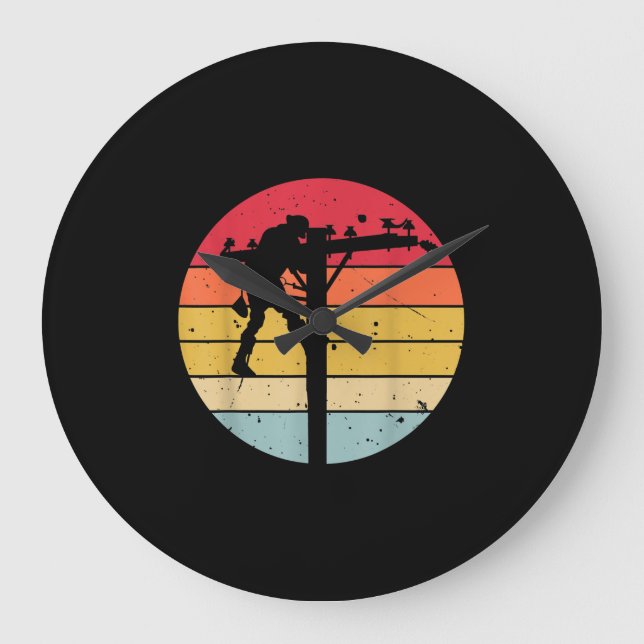 Reloj Redondo Grande Regalo eléctrico de Lineman (Anverso)