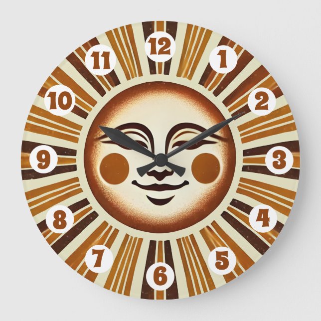 Reloj Redondo Grande Regalo Golden Vintage Boho Sun (Anverso)