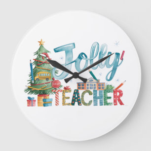 Reloj Redondo Grande Regalo para Maestro Feliz Navidad Maestro Alegre