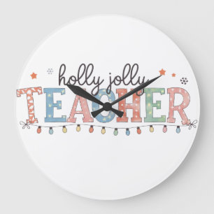 Reloj Redondo Grande Regalo para maestros Profesora Holly Jolly