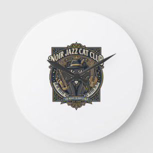 Reloj Redondo Grande Regalo para papá gato de Jazz Noir - Gato de Jazz