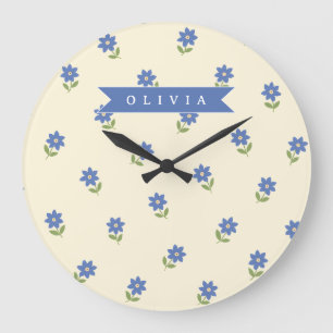 Reloj Redondo Grande Regalo Personalizado con Patrón de Flor Silvestre