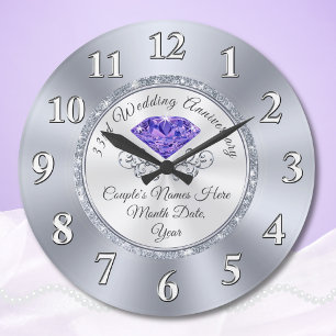 Reloj Redondo Grande Regalo personalizado del 33° aniversario del Boda