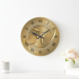 Reloj Redondo Grande Regalo personalizado del 50 aniversario del Boda d