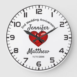 Reloj Redondo Grande Regalo personalizado para el segundo aniversario d