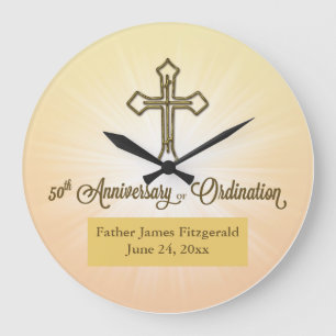 Reloj Redondo Grande Regalo ROUND, Fecha de nombre personalizado, 50ª O