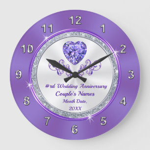 Reloj Redondo Grande Regalos de aniversario 6to, 24to, 33er Purple, cua
