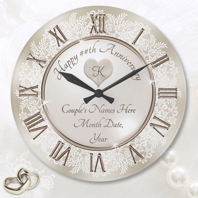 Reloj Redondo Grande Regalos de encaje hermoso para 13º aniversario de  (13 year anniversary traditional gift for wife. Lace 13th anniversary gifts for her. Lace anniversary)