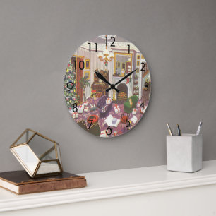 Reloj Redondo Grande Regalos de Navidad envueltos al estilo antiguo en 