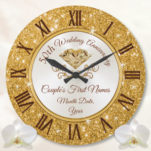 Reloj Redondo Grande Regalos para el 50 aniversario del Boda para amigo