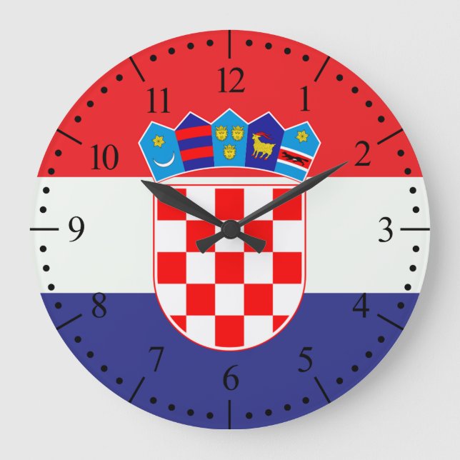 Reloj Redondo Grande Regalos patrióticos de la bandera de Croacia (Anverso)