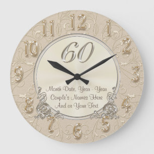 Reloj Redondo Grande Regalos Personalizados Del Sexagésimo Aniversario,