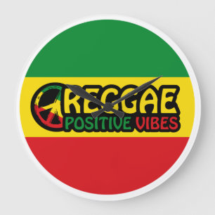 Reloj Redondo Grande Reggae Music con vibraciones positivas y bandera d