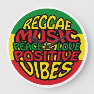 Reloj Redondo Grande Reggae Music with positive sayings