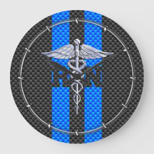 Reloj Redondo Grande Registered Nurse RN Caduceus Carbon Fiber Style