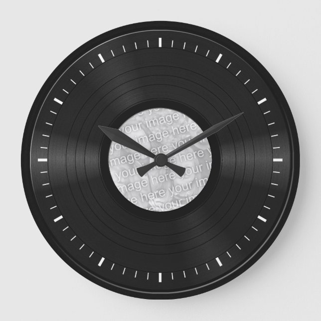 Reloj Redondo Grande Registro de vinilo falso Personalizado (Anverso)