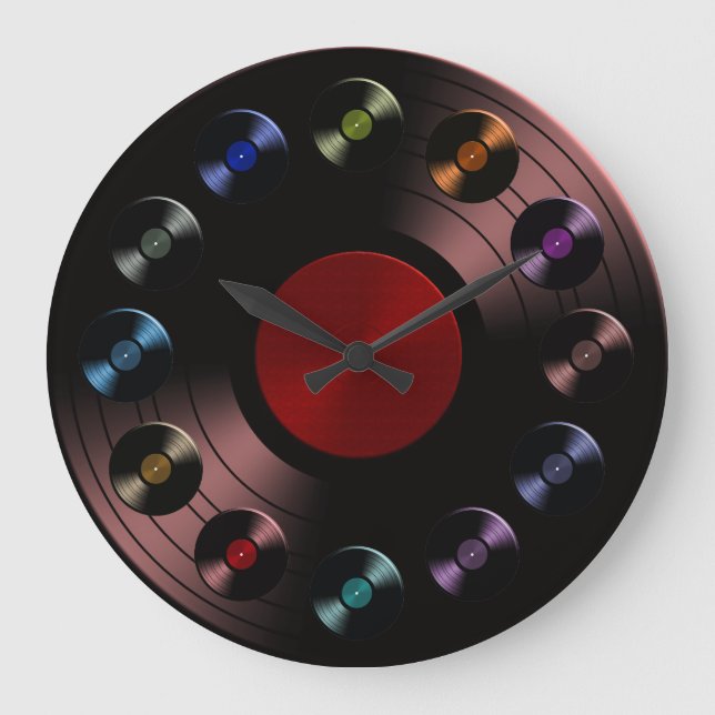 Reloj Redondo Grande Registro de vinilo retro de los años 70 (Anverso)