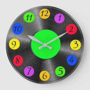 Reloj Redondo Grande Registro de vintage del álbum de vinilo retro