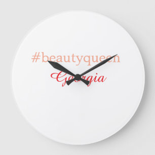 Reloj Redondo Grande Reina de la belleza etiqueta rojo claro agregar no