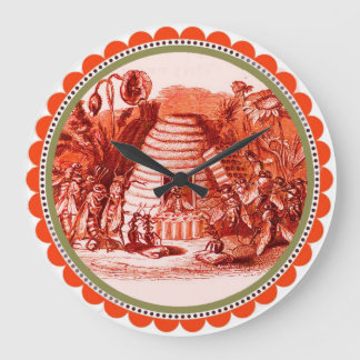 RELOJ REDONDO GRANDE REINA DE LAS AZAS DE MIEL EN EL SKEP / BEEKEEPER,