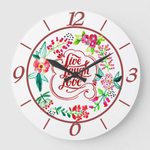 Reloj Redondo Grande Reír viva amor floral