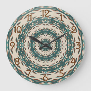 Reloj Redondo Grande Rejilla de la Tierra Verde Azul y Marrón 