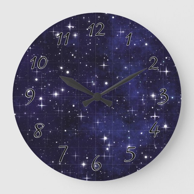 Reloj Redondo Grande Rejilla estrellada del cielo nocturno (Anverso)