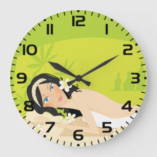 Reloj Redondo Grande Relajante Spa Zen Mujer Bienestar Tropical