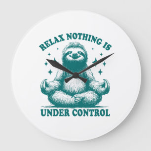 Reloj Redondo Grande Relájate Nada Está Bajo Control Sloth Yoga