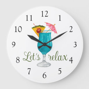Reloj Redondo Grande Relajémonos Bebida Tropical