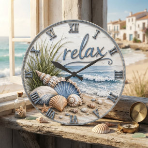 Reloj Redondo Grande Relax Coastal Beach Ocean Beach House Decor