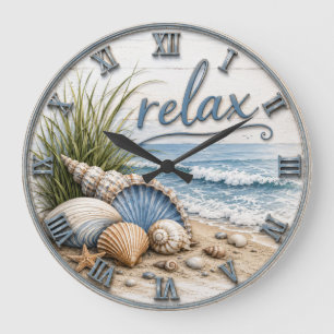 Reloj Redondo Grande Relax Coastal Beach Ocean Beach House Decor