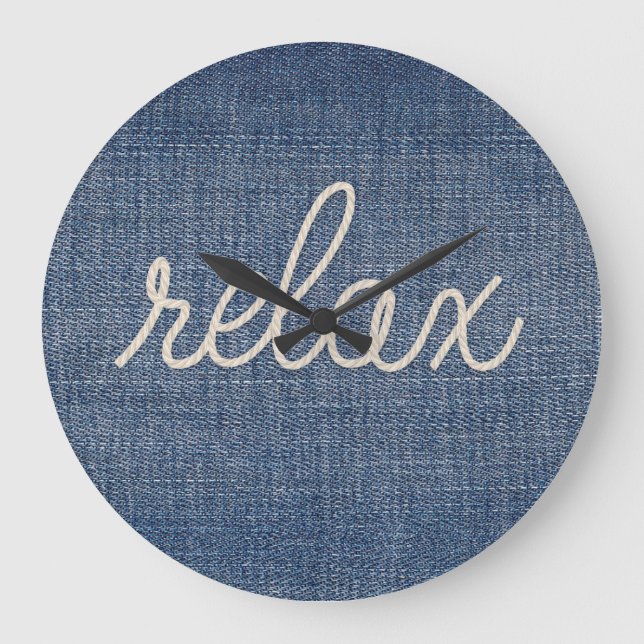 Reloj Redondo Grande RELAX Rope Text On Denim (Anverso)