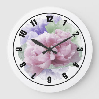 Reloj Redondo Grande Reles Peonías Florales Reloj Grande