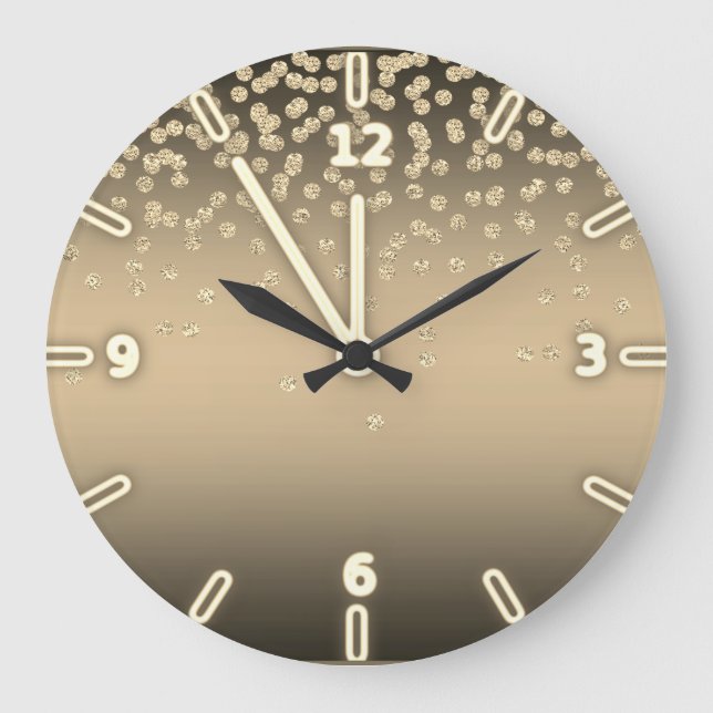 Reloj Redondo Grande Relieve metalizado brillante adorable Confetty o (Anverso)