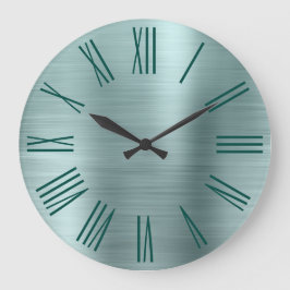 Reloj Redondo Grande Relieve metalizado cepillado verde azulado Turques