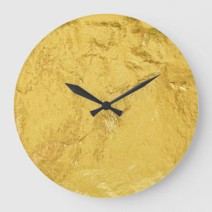 Reloj Redondo Grande Relieve metalizado dorado: Textura abstracta brill