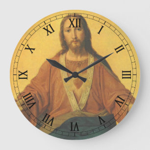 Reloj Redondo Grande Religión Vintage, Sagrado Corazón de Jesucristo
