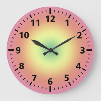 Reloj Redondo Grande Reloj: círculos arcoiris y guiones de minutos