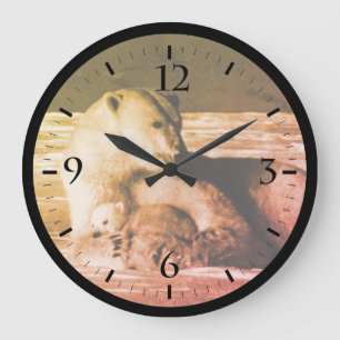 Reloj Redondo Grande Reloj de madre oso polar Alaska USA vintage grande