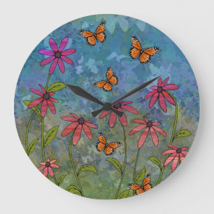 Reloj Redondo Grande "reloj de pared del jardín de la mariposa"